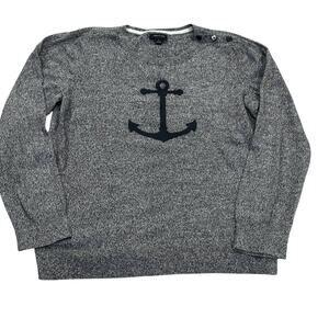 Women's Nautica Maritime Anchor Nautical Blue Pullover Marled Sweater Size Large